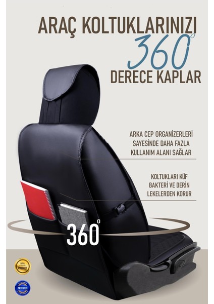 Jeep Grand Cheroke Yeni ile Uyumlu Lüx Deri Oto Koltuk Kılıfı Ön Arka Takım Saturn Siyah