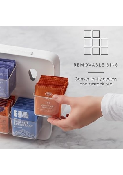Şeffaf Çıkarılabilir Kutular, Dolap Veya Kiler Depolama ile Çay Standı Çay Poşeti Düzenleyici Caddy, 80-Çanta fiyatları