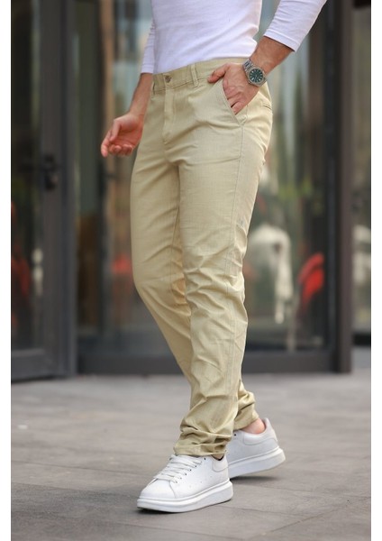 Erkek Rahat Keten Pantolon