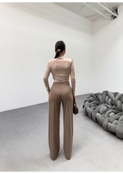 230 gr Poly Viscose Lycra Metal Düğme Palazzo Pantolon fiyatları