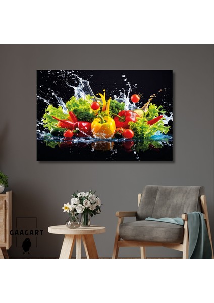 Tekli Yatay Kanvas Duvar Tablosu Diyetisyen Tablosu Sebzeler