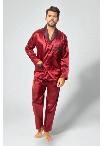 Saten Erkek Pijama Takımı Çeyizlik Damat Seti 2 Parça Alt Üst Uzun Kol Pijama fiyatları