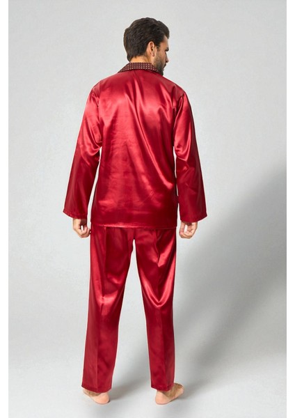 Saten Erkek Pijama Takımı Çeyizlik Damat Seti 2 Parça Alt Üst Uzun Kol Pijama modelleri