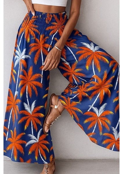 Kadın Yüksek Bel Lastikli Desenli Süprem Pantolon fiyatları