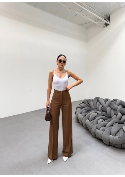 230 gr Poly Viscose Lycra Metal Düğme Palazzo Pantolon