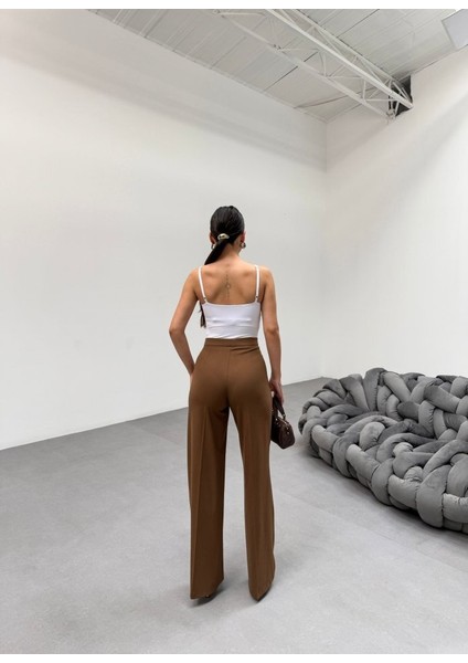 230 gr Poly Viscose Lycra Metal Düğme Palazzo Pantolon fiyatları