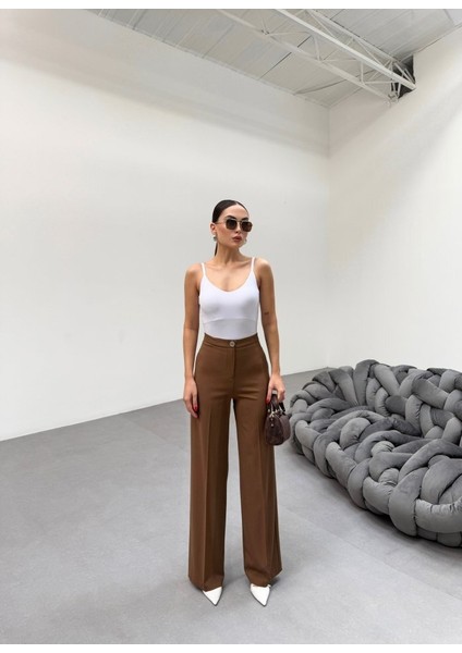 230 gr Poly Viscose Lycra Metal Düğme Palazzo Pantolon fırsatları