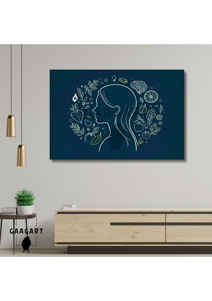 Tekli Yatay Kanvas Duvar Tablosu Çizgisel Diyetisyen Tablosu