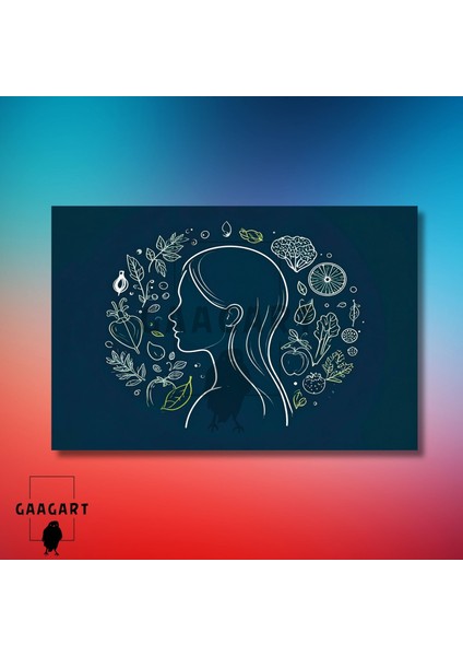 Tekli Yatay Kanvas Duvar Tablosu Çizgisel Diyetisyen Tablosu modelleri