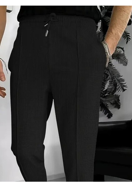 Erkek Yüksek Bel Önden Bağcıklı Cepli Waffle Pantolon fiyatları