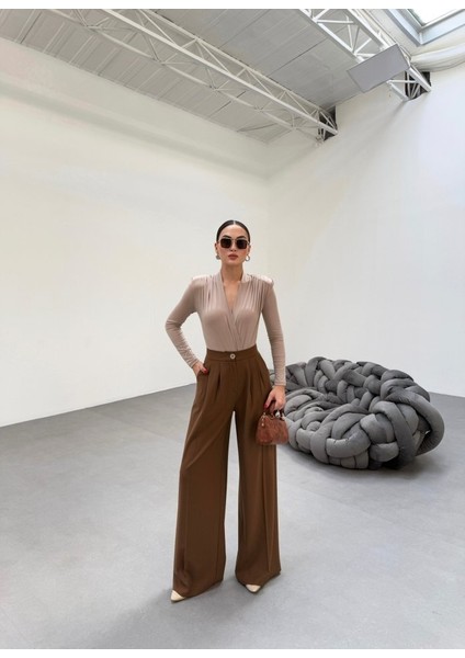 230 gr Poly Viscose Full Lycra Pi̇leli̇ Palazzo Pantolon