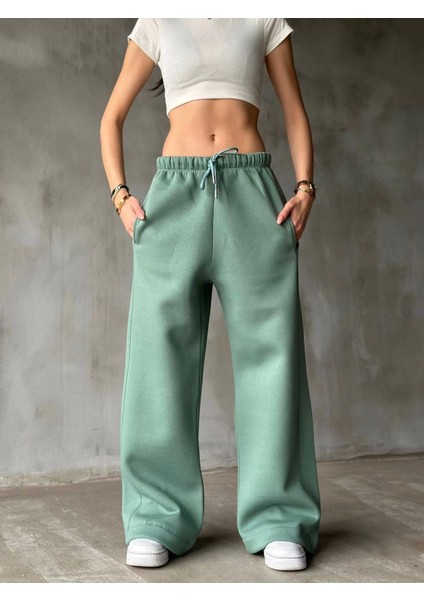 Palazzo Bol Paça Eşofman Pantolon - Yeşil fırsatları