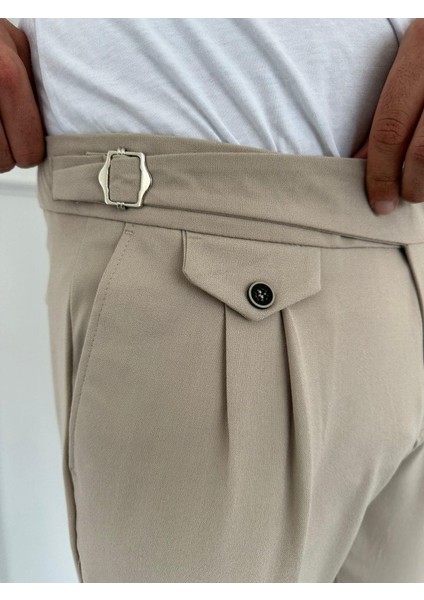 Erkek Bel Toka Detaylı Pileli Old Money Pantolon modelleri