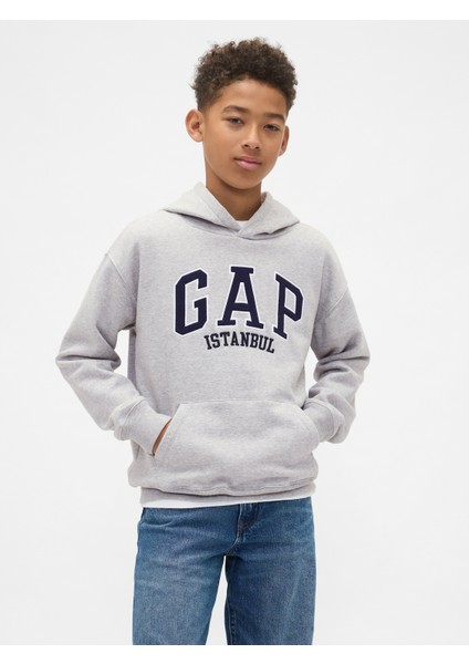 Erkek Çocuk Gri Relaxed Gap Logo Sweatshirt
