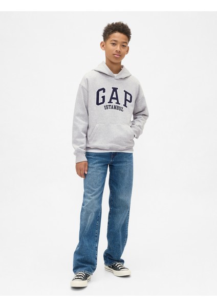Erkek Çocuk Gri Relaxed Gap Logo Sweatshirt modelleri