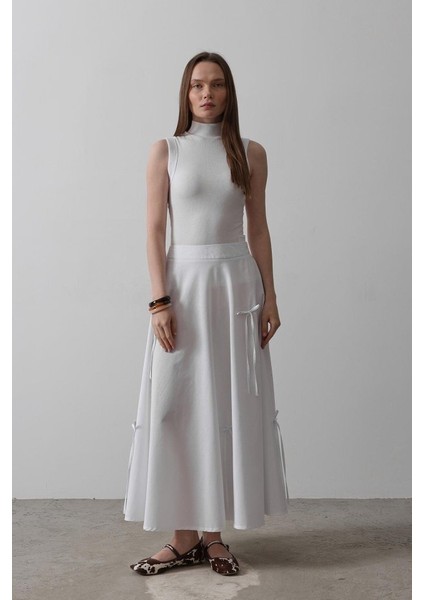 Fiyonk Kloş Etek - Beyaz