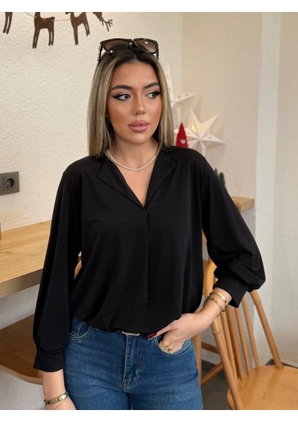 Kadın Uzun Kollu V Yakalı Sandy Bluz indirimleri