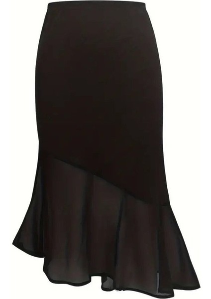 Kadın Yüksek Bel Asimetrik Detaylı Ithal Krep Etek fırsatları