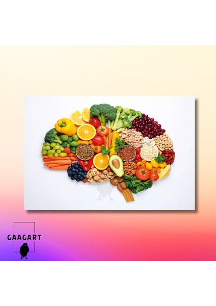 Tekli Yatay Kanvas Duvar Tablosu Beyin Diyetisyen Tablosu modelleri