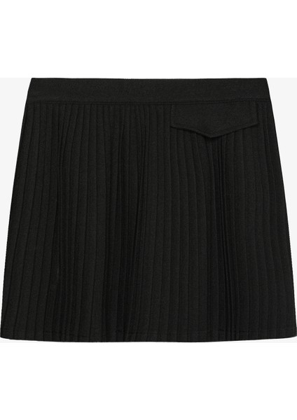 Kapak Cepli Pileli Mini Etek Siyah