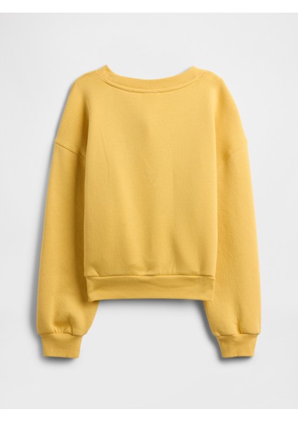 Kız Çocuk Sarı Oversized Bisiklet Yaka Sweatshirt modelleri