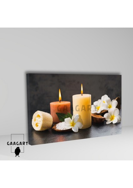 Tekli Yatay Kanvas Duvar Tablosu Bali Çiçeği ve Mum Spa Merkezi fiyatları