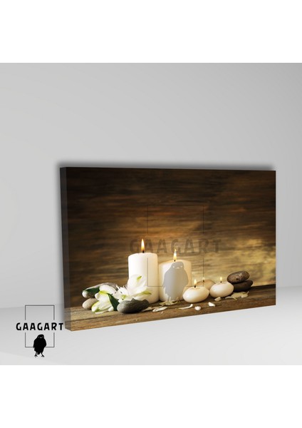 Tekli Yatay Kanvas Duvar Tablosu Koyu Renk Spa Merkezi Mum fiyatları