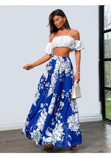 Kadın Çiçek Baskılı Maxi Boy Süprem Etek modelleri