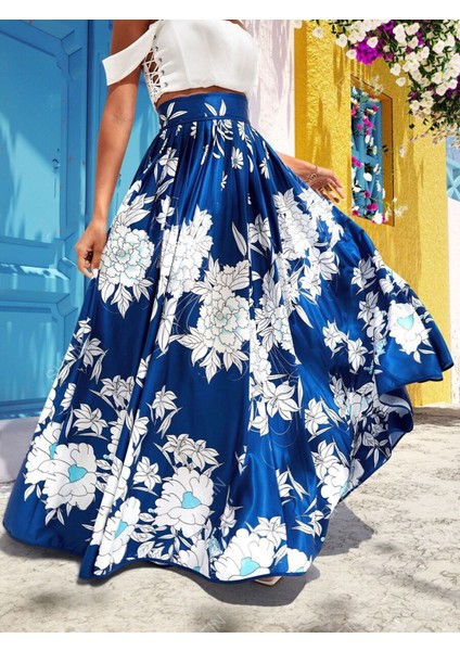 Kadın Çiçek Baskılı Maxi Boy Süprem Etek fırsatları