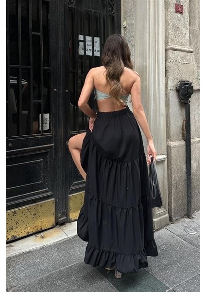 Audrey Fıfrlı Yırtmaç Detay Etek 4037