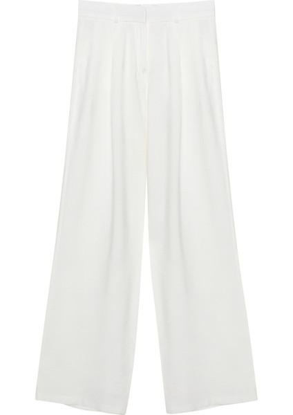 Yüksel Bel Bol Paça Pantolon Ekru