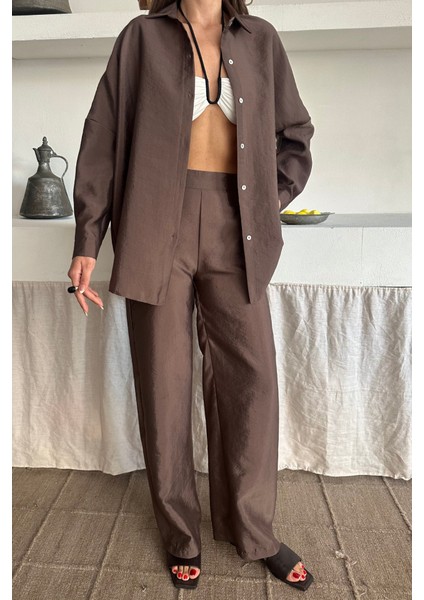 Gömlek-Pantolon Takım Cupra Kumaş - Kahverengi fiyatları