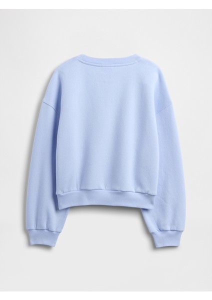 Kız Çocuk Bebe Mavisi Oversized Bisiklet Yaka Sweatshirt modelleri