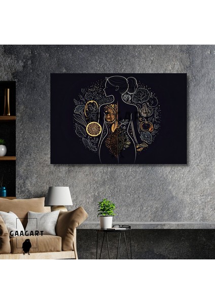 Tekli Yatay Kanvas Duvar Tablosu Siyah Diyetisyen Tablosu