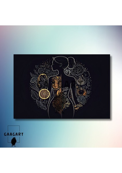 Tekli Yatay Kanvas Duvar Tablosu Siyah Diyetisyen Tablosu modelleri