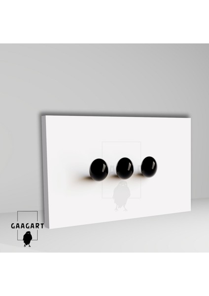 Tekli Yatay Kanvas Duvar Tablosu Üç Siyah Bilye fiyatları