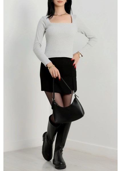 Çerçeve Yaka Kaşkorse Bluz Gri fiyatları