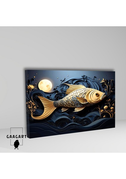 Tekli Yatay Kanvas Duvar Tablosu Sanatsal Balık fiyatları