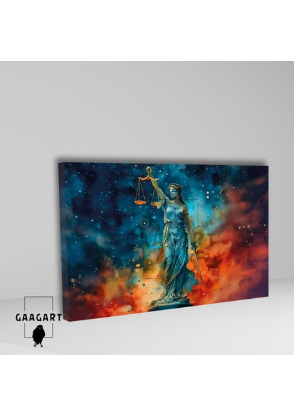 Tekli Yatay Kanvas Duvar Tablosu Renkli Adalet Tanrıçası fiyatları