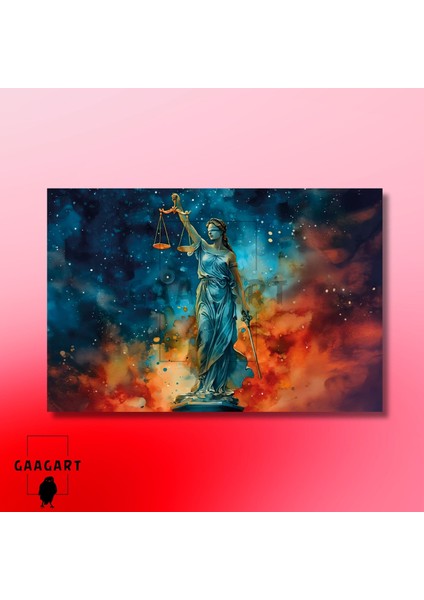Tekli Yatay Kanvas Duvar Tablosu Renkli Adalet Tanrıçası modelleri