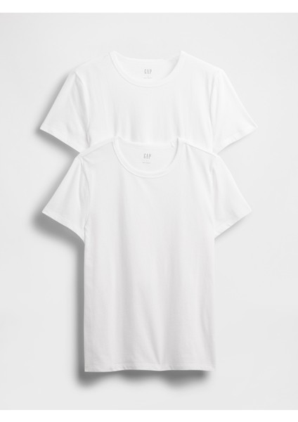 Kadın Beyaz 2'li Bisiklet Yaka T-Shirt fiyatları