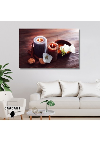 Tekli Yatay Kanvas Duvar Tablosu Baharatlar ve Spa Merkezi Mum
