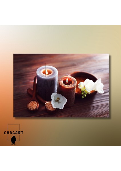 Tekli Yatay Kanvas Duvar Tablosu Baharatlar ve Spa Merkezi Mum modelleri