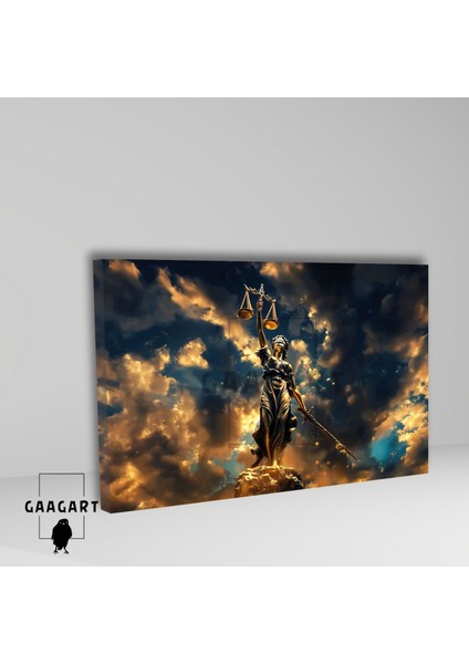 Tekli Yatay Kanvas Duvar Tablosu Gökyüzü ve Adalet Tanrıçası fiyatları