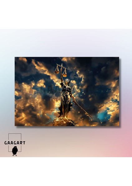 Tekli Yatay Kanvas Duvar Tablosu Gökyüzü ve Adalet Tanrıçası modelleri