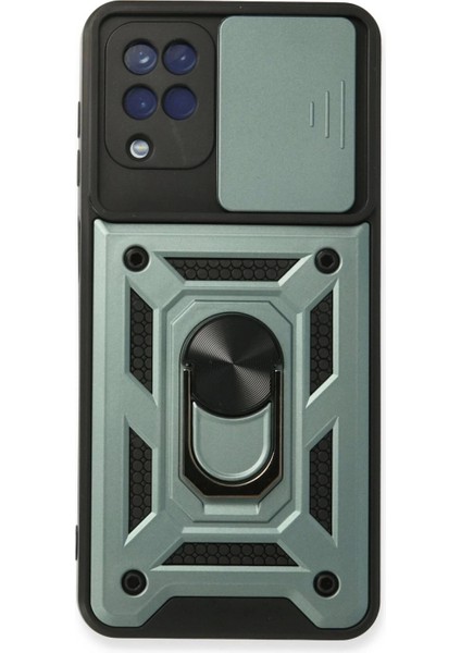 Samsung Galaxy A22 Kılıf Pars Lens Yüzüklü Silikon - Yeşil