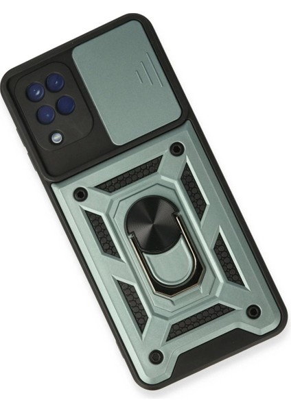 Samsung Galaxy A22 Kılıf Pars Lens Yüzüklü Silikon - Yeşil modelleri