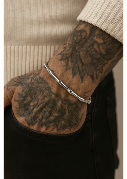 316L Çelik Kararmaz A+ Gümüş Kavramalı Erkek Bileklik fiyatları