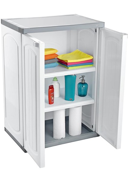 CLK-805 Plastik 2 Kapaklı Çok Amaçlı Banyo Dolabı Demonte Beyaz modelleri