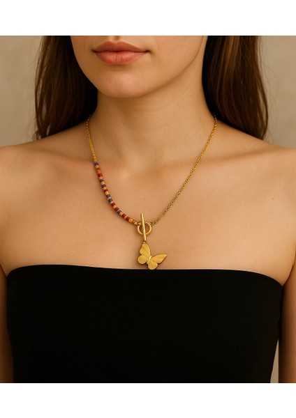 Kelebek Detay Taşlı Kolye fiyatları